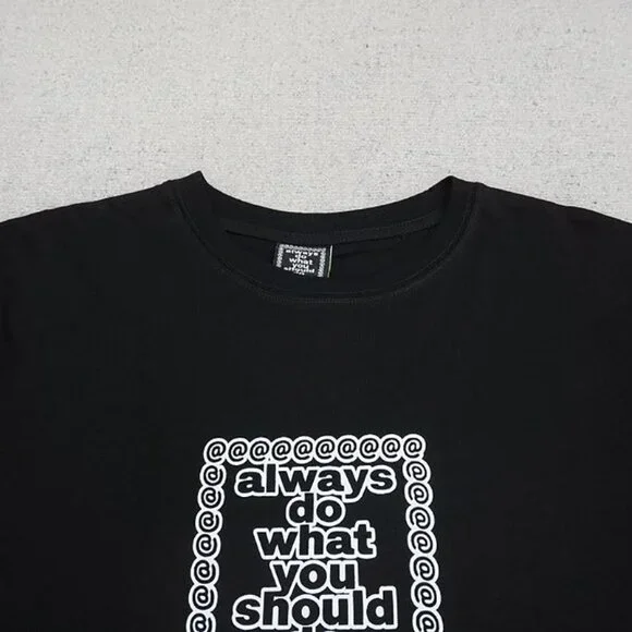 Always Branded Black Simple Slogan Short Sleeve T Shirt